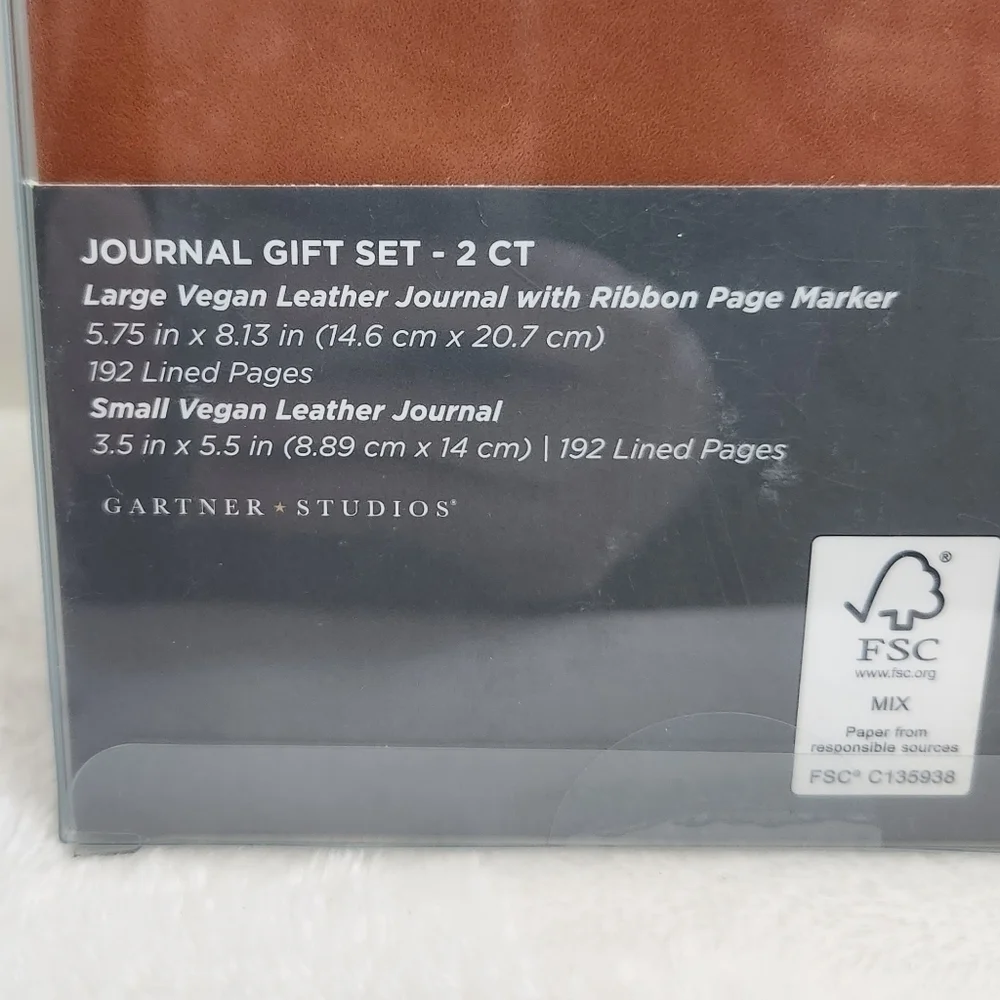 Gartner Studios Cream Tan Gold Vegan Leather Journal 2 Piece Gift Set NWT